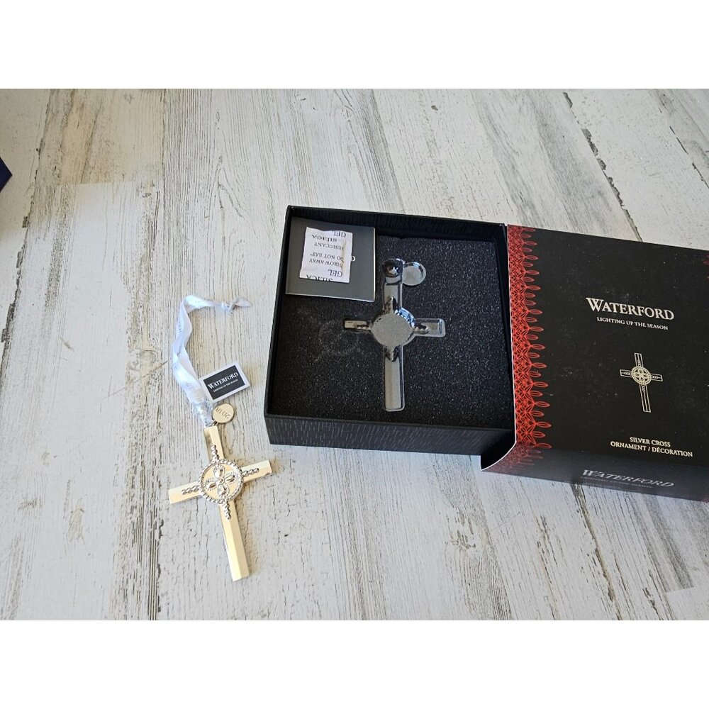 Waterford lighting up season silver Cross ornament new RARE 40032350 Xmas religi
